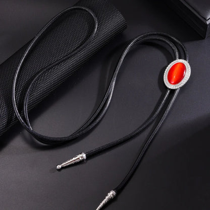 Bolo Tie for Women Men Vintage Crystal Oval Shirt Bowtie Western Cowboy Necktie Luxulry Fashion Jewelry Accessories