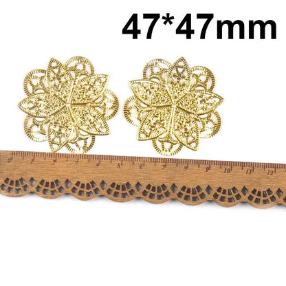 Round Flowers Filigree Wraps Connectors Metal Crafts Supplies For DIY Jewelry Accessories Findings Making Scrapbook Home Deco