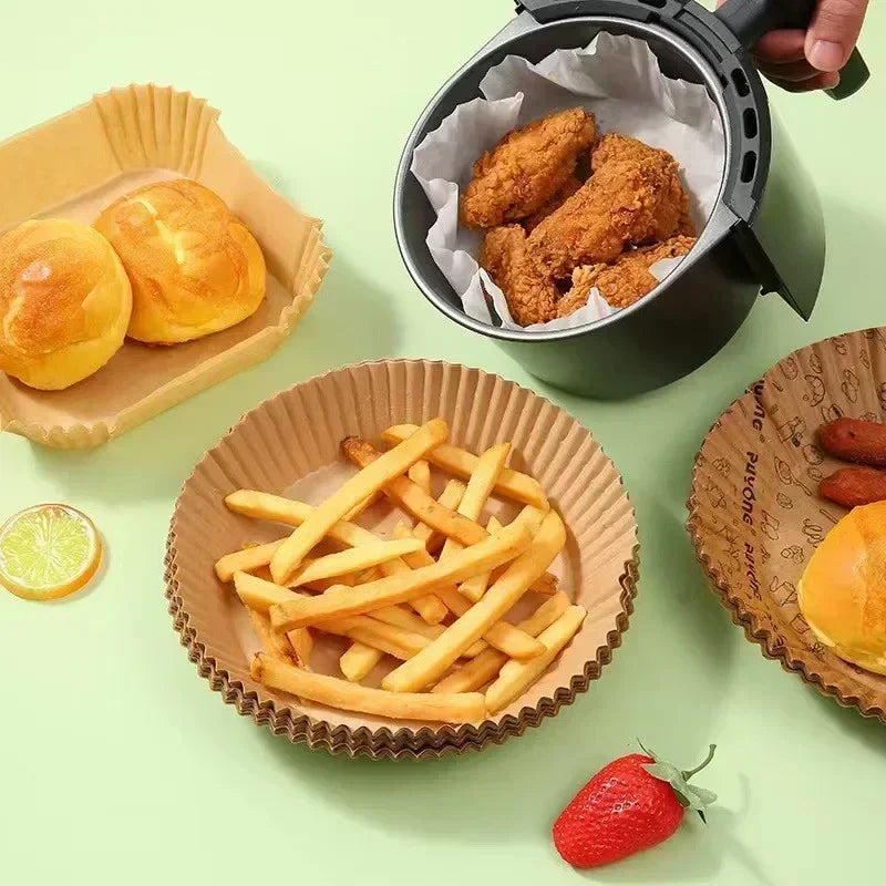 1/100PCS Air Fryer Disposable Paper Square Round Baking Paper Barbecue Plate NonStick Mat Kitchen Oven Oil Absorbing Paper To