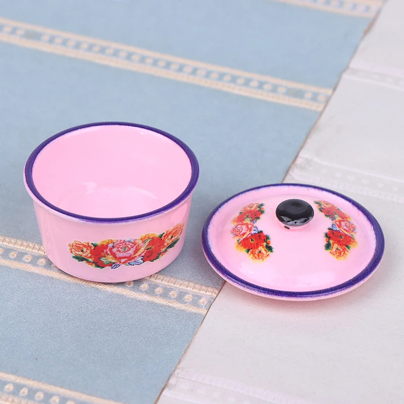 2pcs Dollhouse Miniature Nostalgic Life Scene Decoration Enamel Basin Doll Accessories Toys