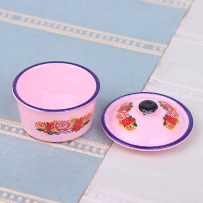 2pcs Dollhouse Miniature Nostalgic Life Scene Decoration Enamel Basin Doll Accessories Toys
