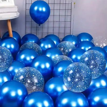 Metal Blue Thick Transparent Starry Sky Latex Helium Balloon Set for Birthdays Weddings Blue Theme Balloon Graduation Decorat