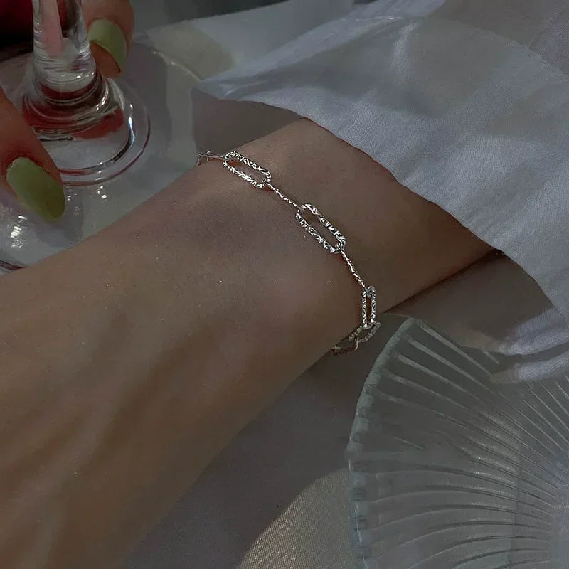 6Pcs 925 Sterling Silver Rhinestone Bracelets for Women Girls Luxury Korean Sparkling Starry Sky Charm Bracelets Party Jewelr