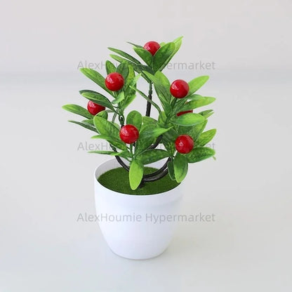 Fake Lemon Tree Small Artificial Plant Plastic Lemon Tree Bonsai Decor Potted Plant for Indoor Decor