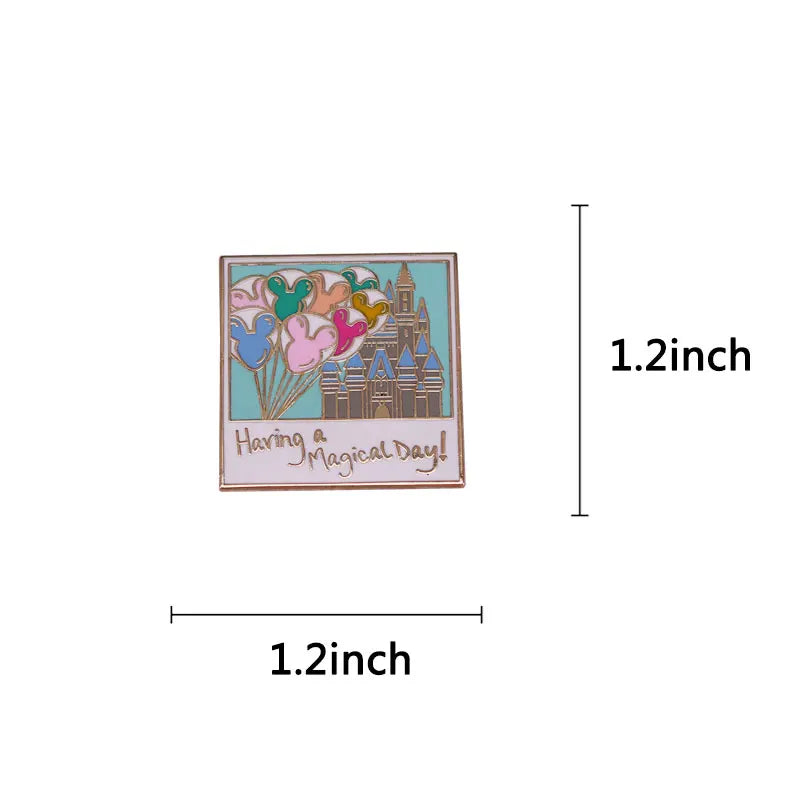 Magical Day Balloons Castle Souvenir Photo Enamel Pin Happy Romantic Memories Commemorative Brooch Badge Birthday Present