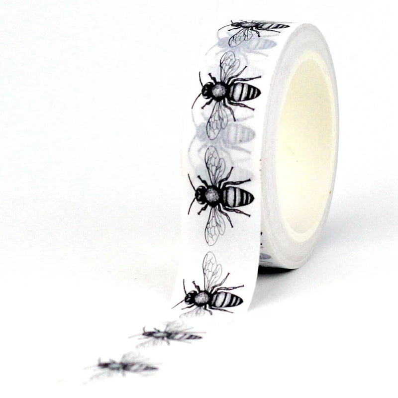 NEW 1PC 10M Decorative Black and White Japanese Washi Tape Set DIY Journaling Adhesive Moon Masking Tape Cute Stationery - NO