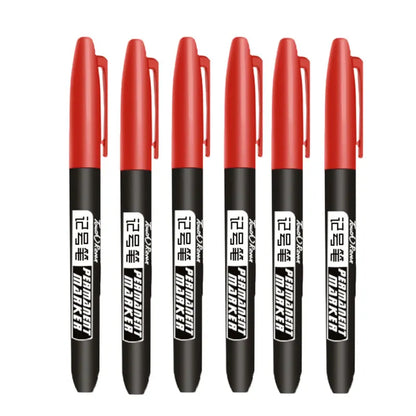 6 PCS Permanent Marker Pen Manga Drawing Markers Black Blue Red Waterproof Ink Sketch Pens Stationery Art School Supplies - 6