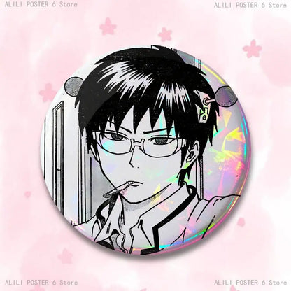 S-Saiki K D-Disastrous L-Life Badges 25 32 44 58 75 mm Round Cosplay Pin Bag Decor Fans Collect Friends Gifts Brooch Souvenir