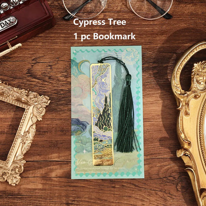 1 pc Retro Floral Painting Metal Bookmark Hollow Bronzing Bookmark With Tassel For Book Club Reader Writers Book Lovers Stude