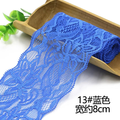 Lace Trim 1 Meter, Elastic Ribbon for Sewing, Wide Lace Trim, DIY Crafts, Scrapbooking Supplies, Crochet Pattern Ribbon in Co