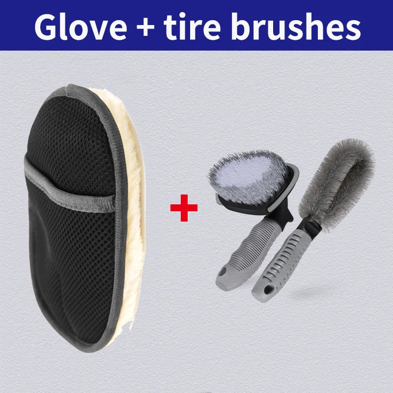 Car Styling Wool Soft Car Washing Gloves Cleaning Brush Motorcycle Washer Care Products Plush Car Wash Gloves - gloves X Tire