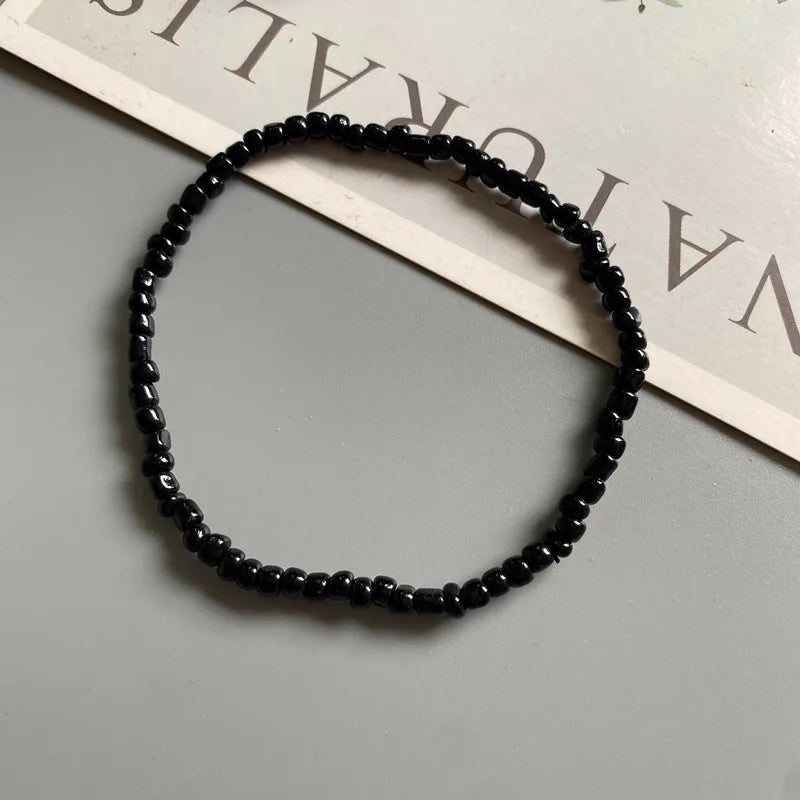 White Anklet for Women Colorful Fashion Girl Tiny Seed Beads Foot Bracelet Yellow Bohemian Anklet Gift Jewelry - E