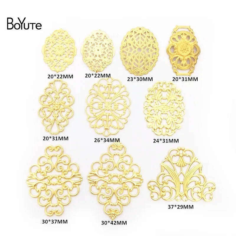 BoYuTe Filigree Mix Styles Metal Brass Stamping Butterfly Flower Filigree Findings DIY Hand Made Jewelry Accessories