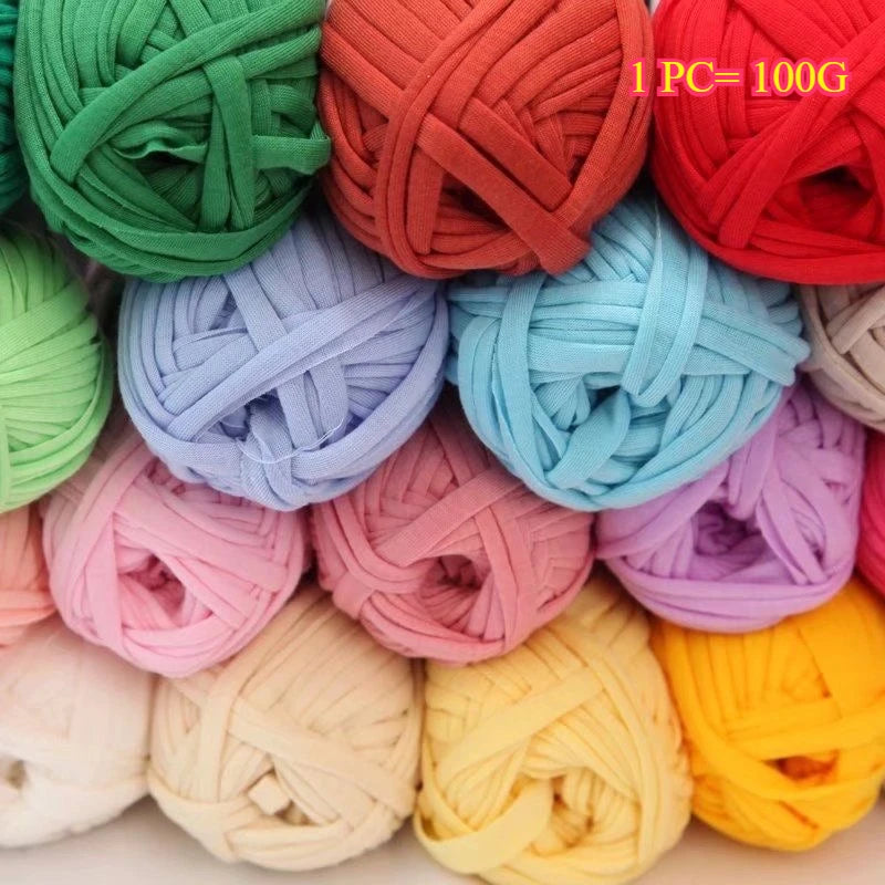 Crochet Bag Yarn, 100g T-Shirt Knitting Yarn, Soft Polyester Yarn for Coasters, Hats, Slippers, Crochet Projects, Thick Cloth