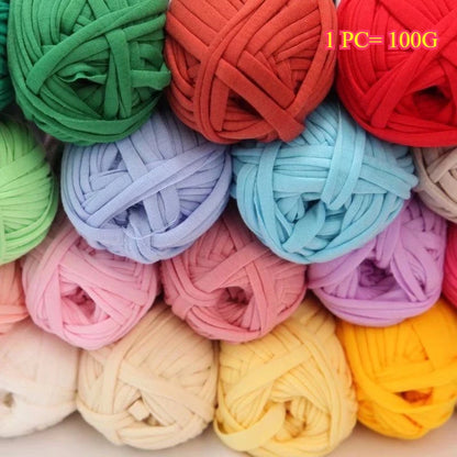 Crochet Bag Yarn, 100g T-Shirt Knitting Yarn, Soft Polyester Yarn for Coasters, Hats, Slippers, Crochet Projects, Thick Cloth