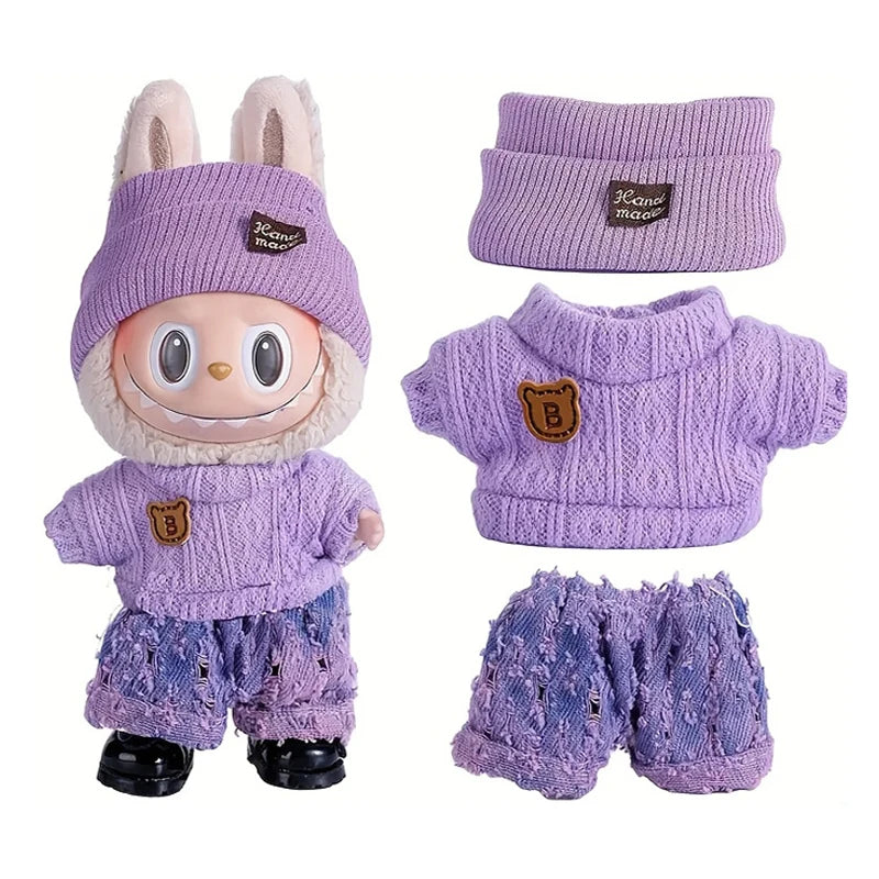 For Labubu accessories Sitting Party Series Classic Dress Grid For Labubu outfit Kid Gift Labubu clothing labubu clothes - no
