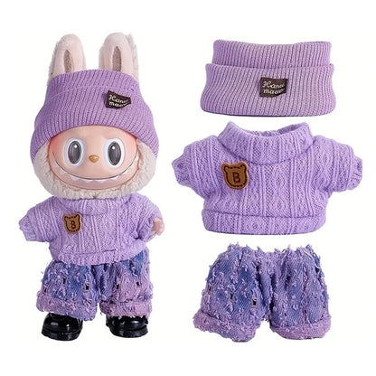 For Labubu accessories Sitting Party Series Classic Dress Grid For Labubu outfit Kid Gift Labubu clothing labubu clothes - no
