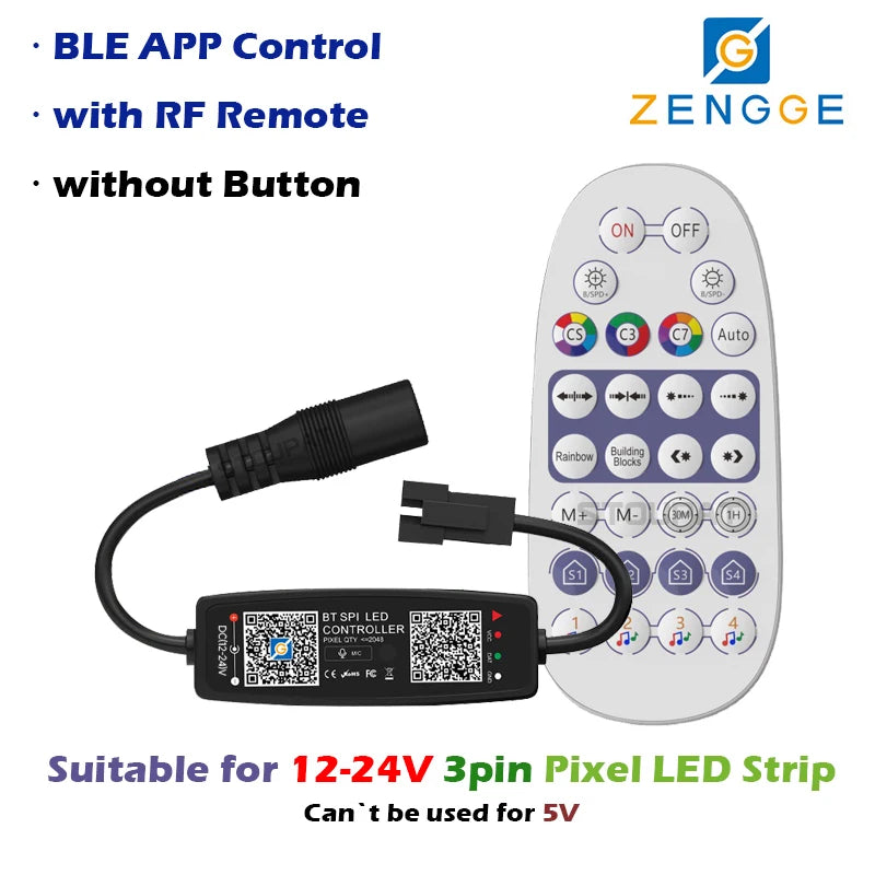 BLE WS2812B Controller BT Music for Pixel LED Strip Light SK6812 WS2811 WS2812 LED Light Strip USB 5V APP Remote Controller -