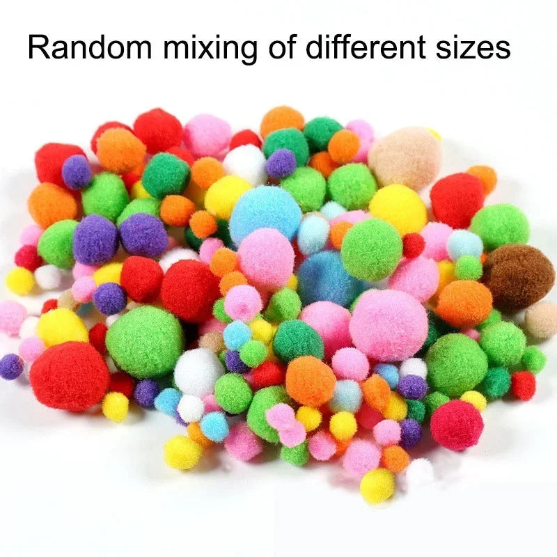Assorted Pompom 8/10/15/20/25/30mm Fluffy Soft Pom Poms Balls Mixed Pompoms for DIY Crafts Wedding Decor Kid Toy Sewing Suppl