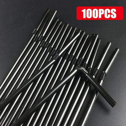 50-1000Pcs Drinking Straws Colorful & Black rietjes Flexible Wedding Party Supplies Drinking Straws Kitchen - Black-100Pcs