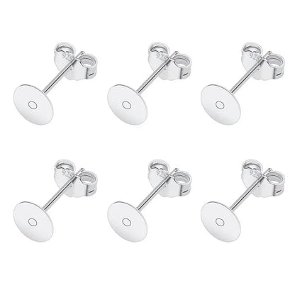 50pcs/lot 925 Silver Plated Blank Post Earring Studs Base Pin With Earring Plug Findings Ear Back DIY Jewelry Making Accessor