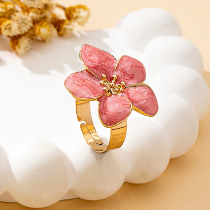 A Women's Open Ring with Flowers in Various Colors to Choose From, a Colorful and Fashionable Open Ring Suitable for Everyday