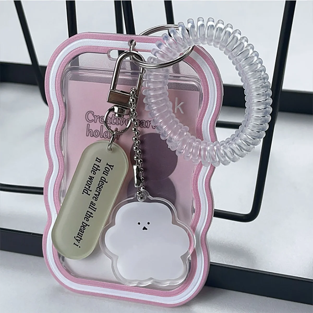 Creative Design Kpop Photocard Holder Transparent Card Holder Keychain Photo Sleeves Bus Card Student Card Case Photo Protect