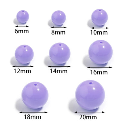 10-100Pcs/Lot 6-20mm Solid Color Round Acrylic Beads Loose Spacer Beads For DIY Keychains Decoration Handmade Crafts Accessor