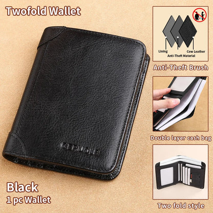 GERUOLA Slim RFID Shielded Genuine Leather Wallet for Men-Multifunctional ID & Credit Card Holder Dark Brown with Embellishme