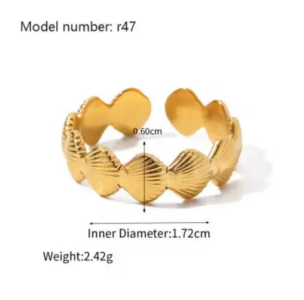 Fashion Simple Stainless Steel Rings For Women Gold Color Smooth Geometric Open Rings Arc Rings Diamonds Jewellery Ring Gift 