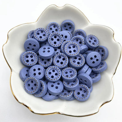 50pcs 10mm 4hole Mini Color Kids Buttons Wood Buttons Clothing Wedding Decoration Sewing Accessories - 14