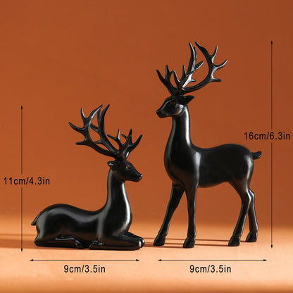 2 Pcs, Room Decor Mother Deer Cute Kids Room Decor Sculptures Kawaii Sculptures Christmas Home Decoration Fawn Figurines - Bl