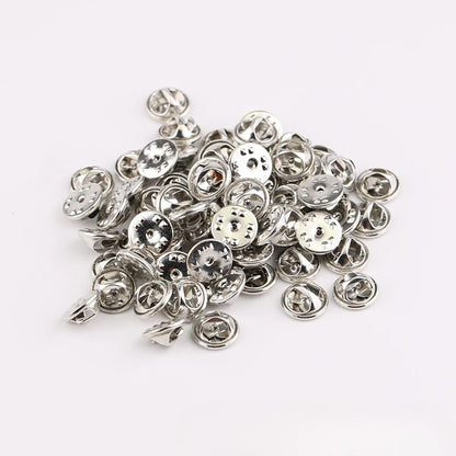 10 pieces/pack Safety Brooches Lock Locking Clasp Metal Pins Back Button Buckle Bulk Pin Keepers Brooch base Jewelry Accessor