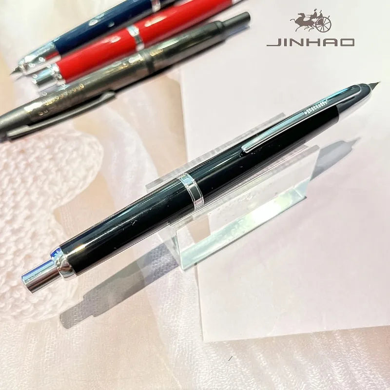 Jinhao 20 Press Retractable Fountain Pen EF/F Nib with Converter Resin Writing Gift Pen