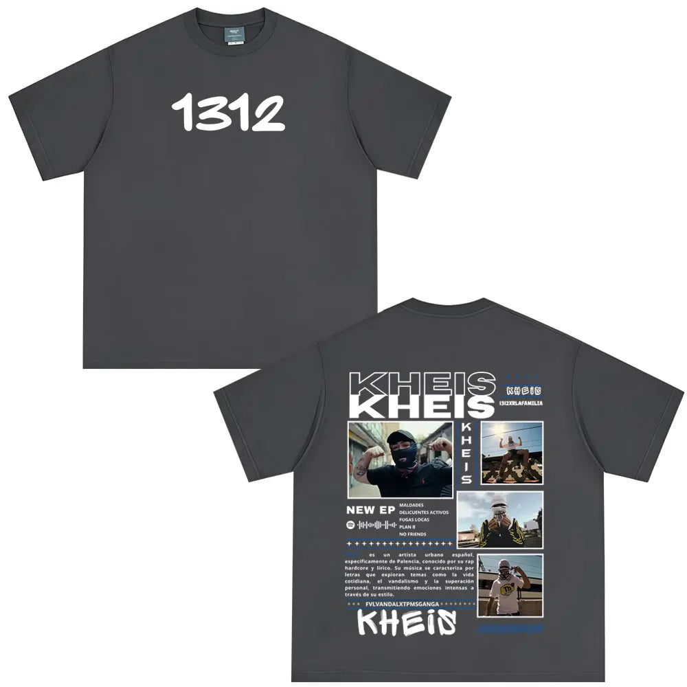 Rapper KHEIS Album Tour Graphics T-shirt Men Women Fashion Hip-hop T-shirts Short-sleeved Loose Casual Cotton Comfort T-shirt