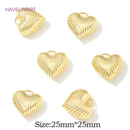 Pendants For Jewelry 18K Gold Plated Brass Heart Charms Pendants For Fashion Necklace Making Supplies DIY Jewelry Accessories