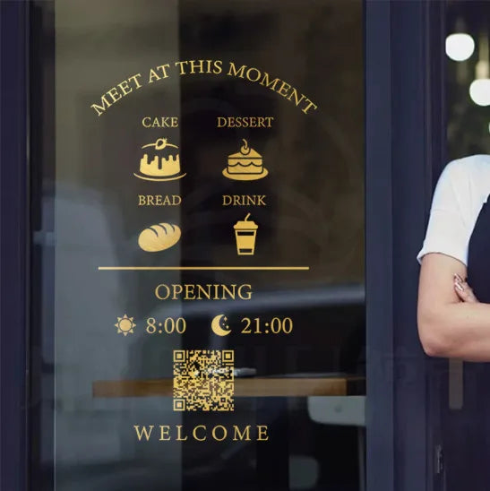 Store Business Hours // Dim Sum Shop // Commercial Decal Stickers // Opening Hours Stickers // Store Decoration Stickers