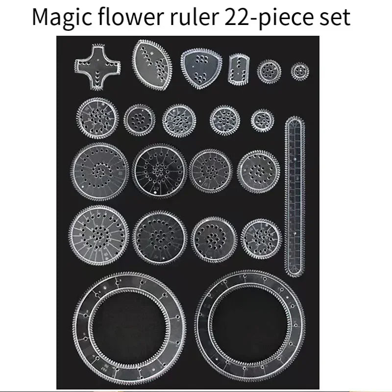Creative Gears Geometry Spirograph Drawing Stencils Set Painting Template Art Crafts Kids Educational Toy Variety of Flowers
