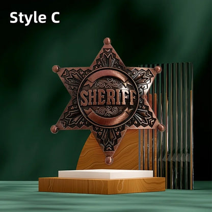 Vintage Western 1pc Metal Sheriff Badge|Premium Metallic Finish | Ideal for Themed Parties,Festivals & Cowboy Outfit Accessor