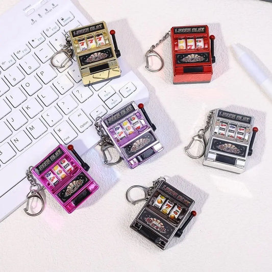 Mini Gambling Slot Machine Key Chains Creative Arcade Pocket Fruit Lucky Jackpot Gadget Antistress Toy Funny Games Keychain R