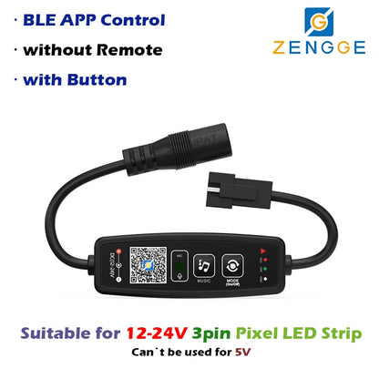 BLE WS2812B Controller BT Music for Pixel LED Strip Light SK6812 WS2811 WS2812 LED Light Strip USB 5V APP Remote Controller -