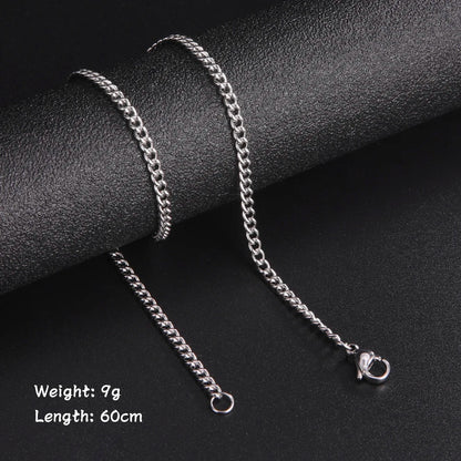 Skyrim Fashion 60cm Long Box Chain Necklace Men Stainless Steel Black Gold Color Link Chains Basic Punk Jewelry
