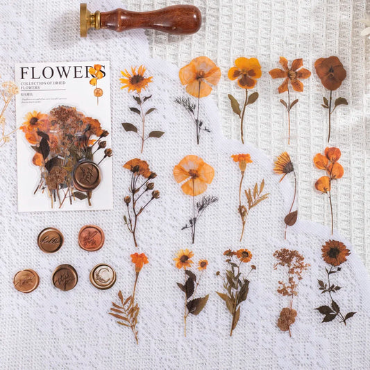 40 pcs/pack Vintage Dried flower Leaf specimen Stickers aesthetic Creativity Decor Junk Journal Scrapbooking Material Supplie
