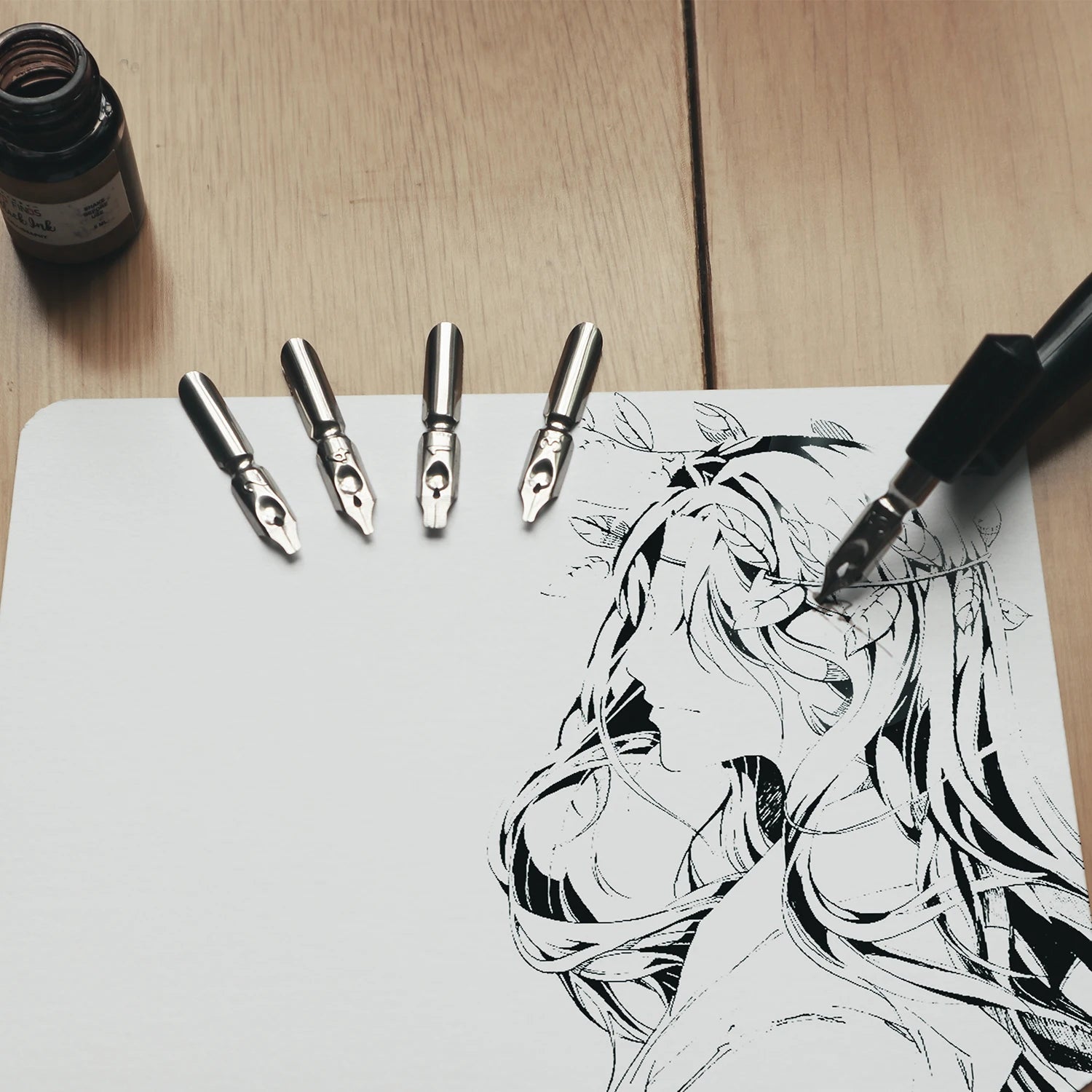 New Arrival Dip Pen Manga Calligraphy Dip Pen Holder+6 Nibs for Lettering Sketching Drawing Kit Fountain Pen Stationery Suppl