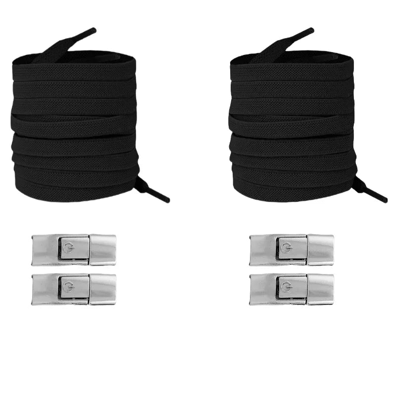 New Without Ties Elastic Laces No Tie Shoe Laces Press Lock Shoelaces Sneaker Kids Adult 8MM Widened Flat Shoelace for Shoes 