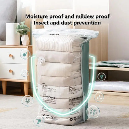 No Need Pump Vacuum Bags Large Plastic Storage Bags for Storing Clothes Blankets Compression Empty Bag Covers Travel Accessor