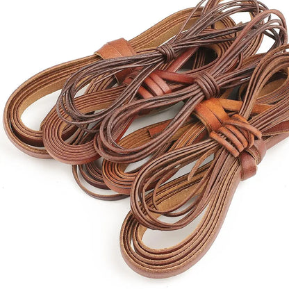 2m Vintage Faux Cowhide Leather Cord Strip Round/Flat Rope String DIY Bracelet Necklace Braided Craft Jewelry Making