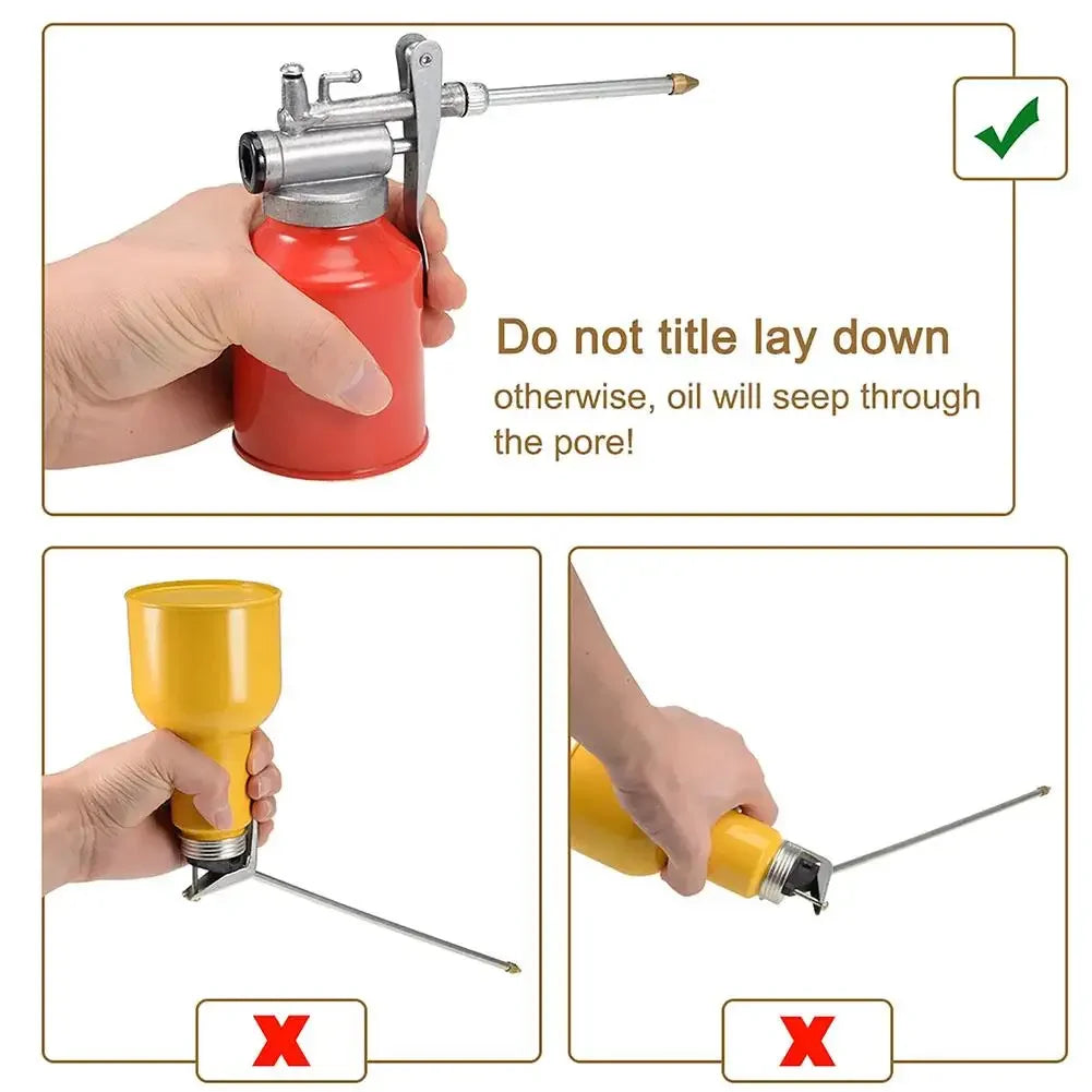 250ml Oil Can Spout Thumb Pump Oiler Oil Can Pot Lubrication Oil High Pressure Nozzle Pump Oiler Grease for Car Repair Tools