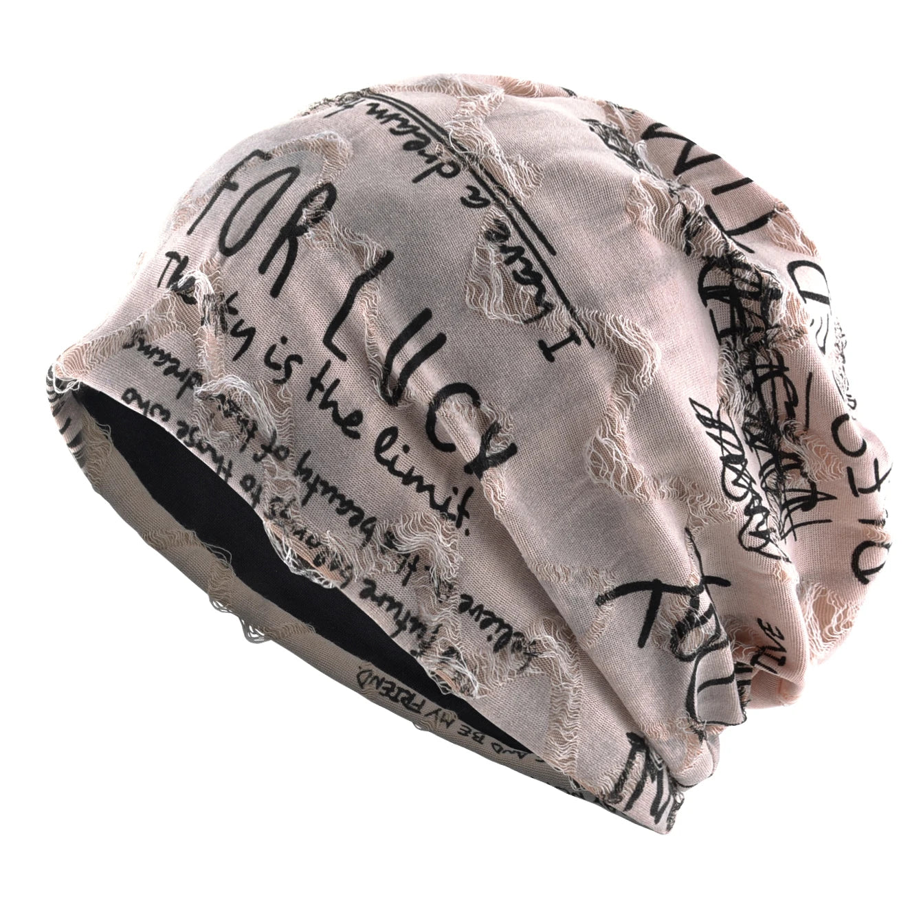 Letter Print Beanie Hats For Women Men Vintage Distressed Cracked Design ​Wasteland Style Spring Summer Warm Fleece-lined Win