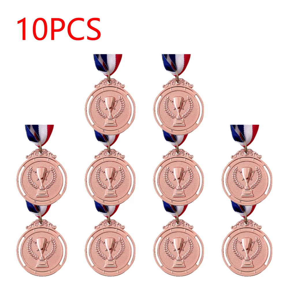 Gold Silver Bronze Trophy Award 1st 2nd 3rd Prize Medal Winner Reward Encourage Badge with Neck Ribbon for Kids Competitions 
